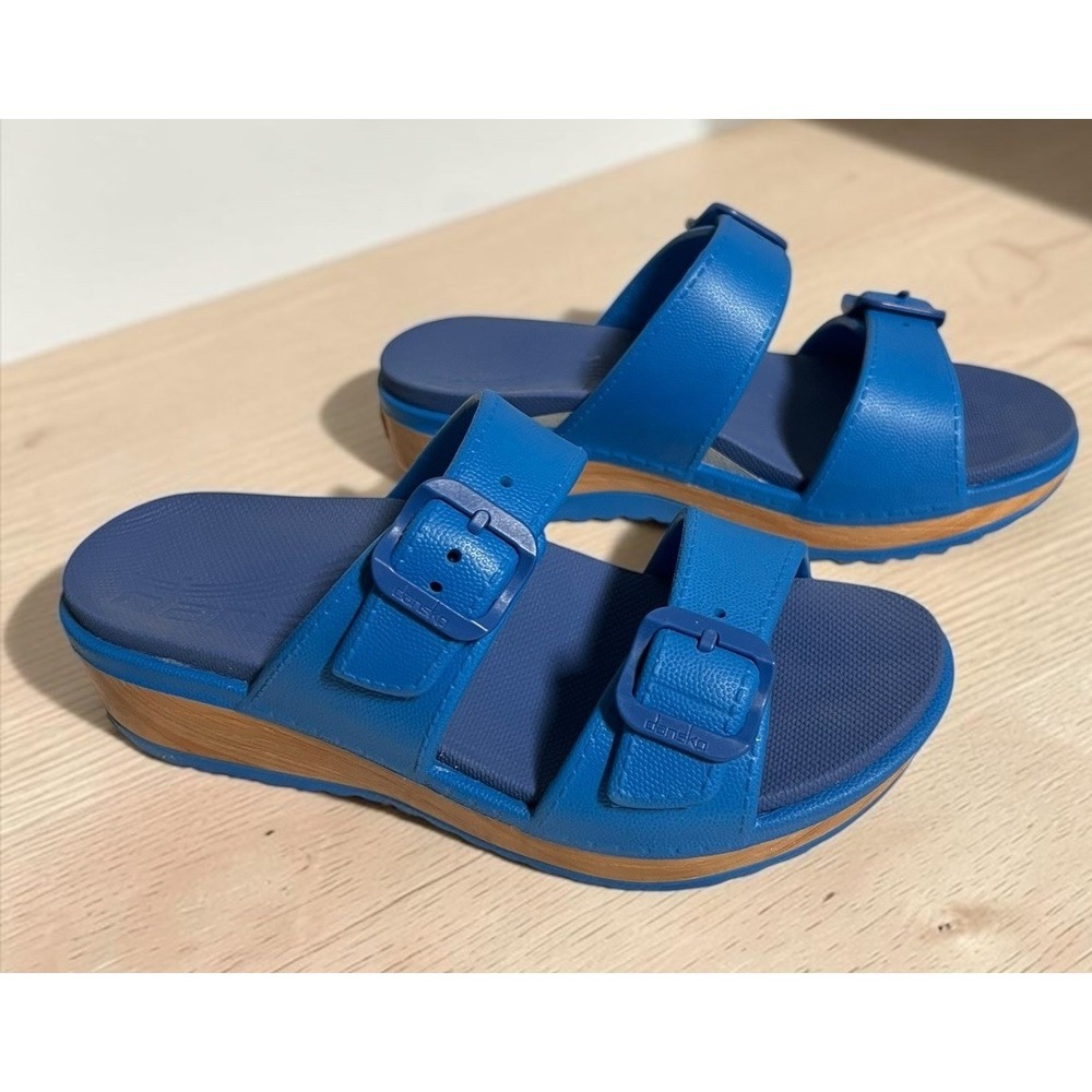 Dansko Kandi Slip On Buckled Lightweight Sandals Blue Womens EU 37 US 6.5 / 7‎